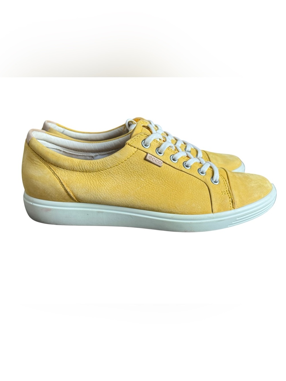 ECCO Women's Soft 7 Leather Sneaker vibrant yellow nubuck leather size 11